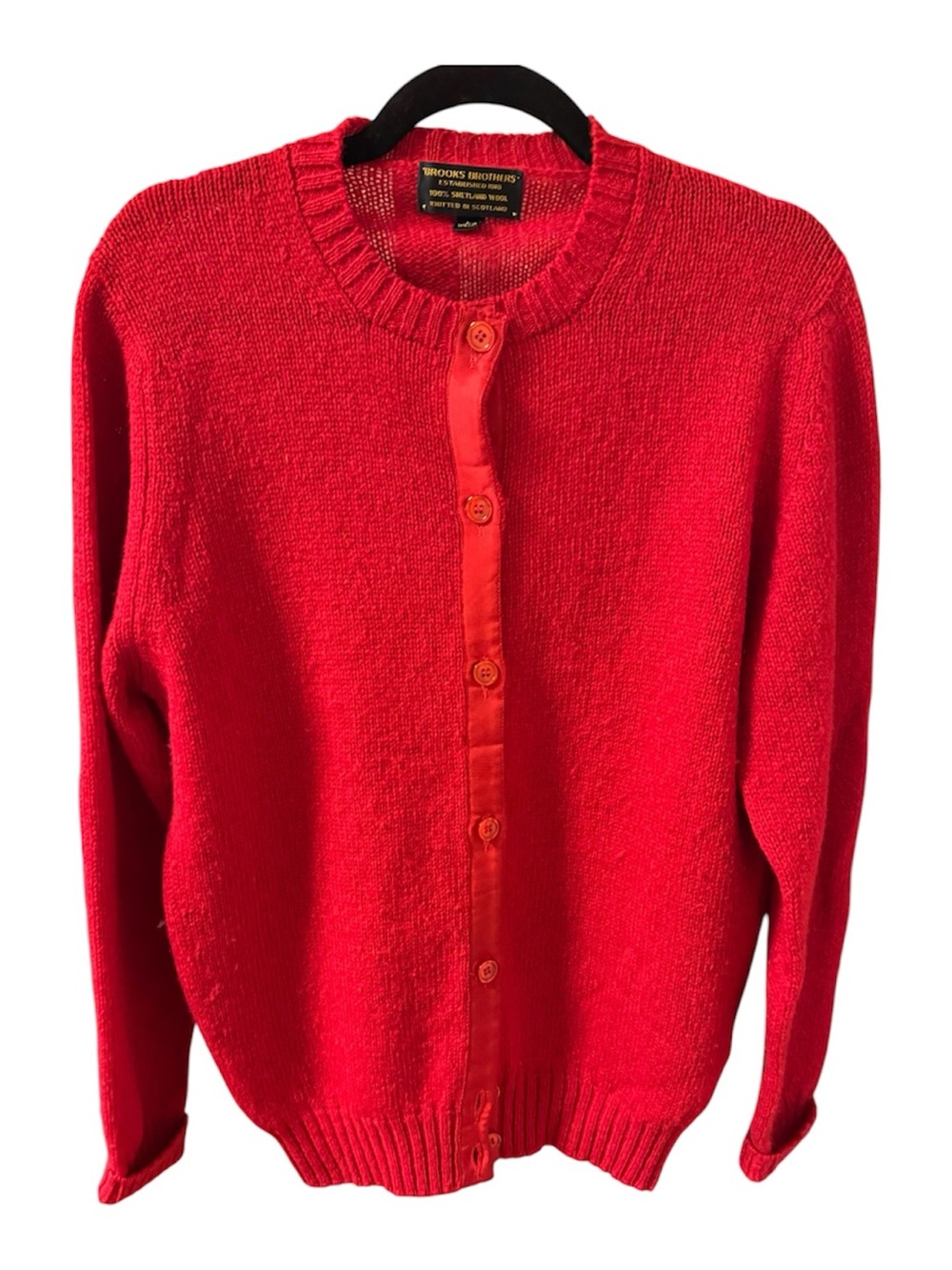 Brooks Brothers Women's Red Button-Front Crewneck Cardigan
